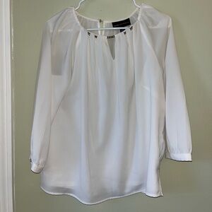 White Blouse with Gold Accents